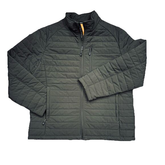 Nautica Mens XL Jacket Gray Yellow Full Zip Inner Pockets Wind Water Resistant - Picture 10 of 10